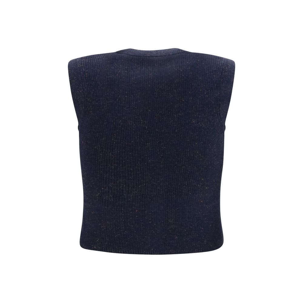 Brunello Cucinelli Blue Cashmere Sleeveles Sweater Brunello Cucinelli