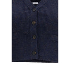 Brunello Cucinelli Blue Cashmere Sleeveles Sweater Brunello Cucinelli