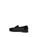 Santoni Black Calf Leather Bos Taurus Slip-On Loafers Santoni