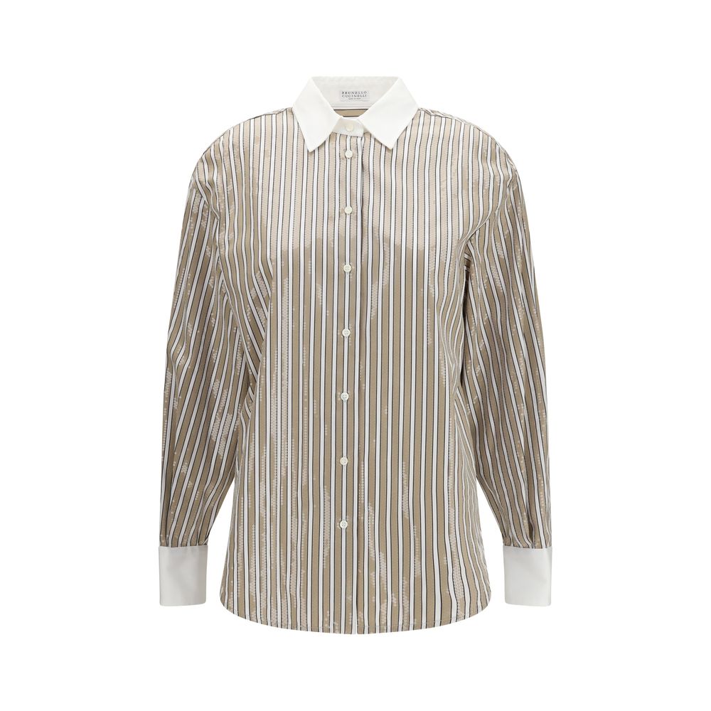 Brunello Cucinelli Beige Cotton Pattern Shirt Brunello Cucinelli