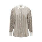 Brunello Cucinelli Beige Cotton Pattern Shirt Brunello Cucinelli