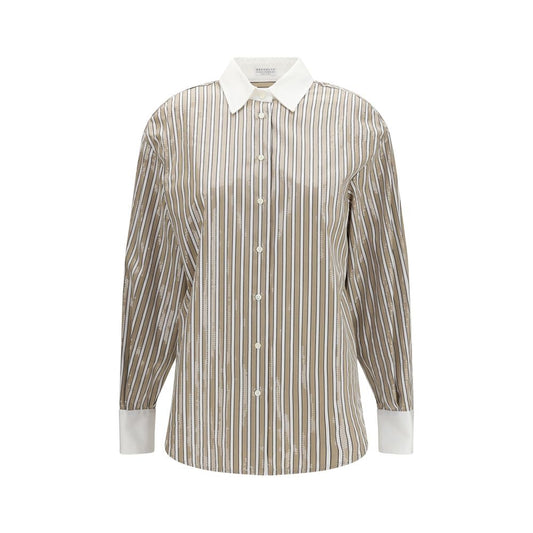 Brunello Cucinelli Beige Cotton Pattern Shirt Brunello Cucinelli