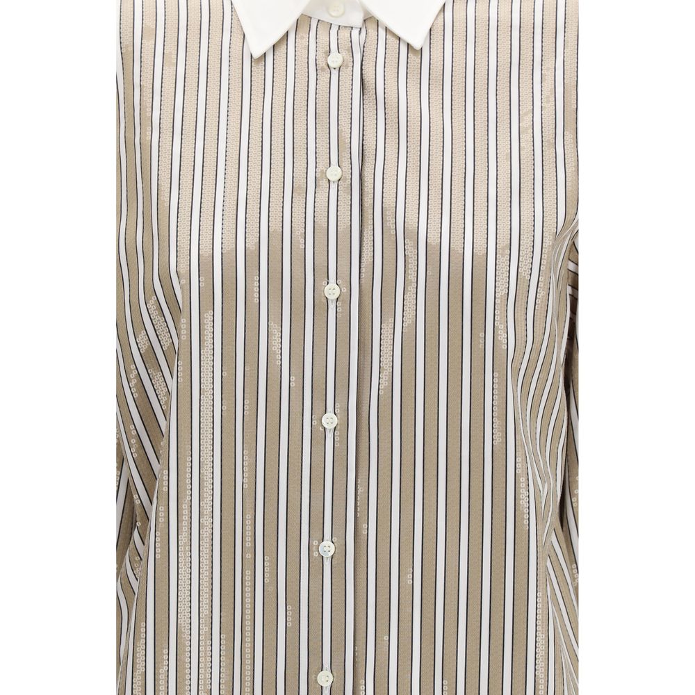 Brunello Cucinelli Beige Cotton Pattern Shirt Brunello Cucinelli