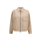 Brunello Cucinelli Beige Leather Leather Jacket Brunello Cucinelli