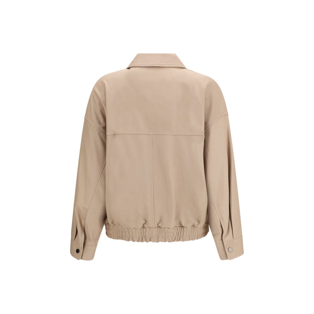 Brunello Cucinelli Beige Leather Leather Jacket Brunello Cucinelli
