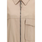 Brunello Cucinelli Beige Leather Leather Jacket Brunello Cucinelli