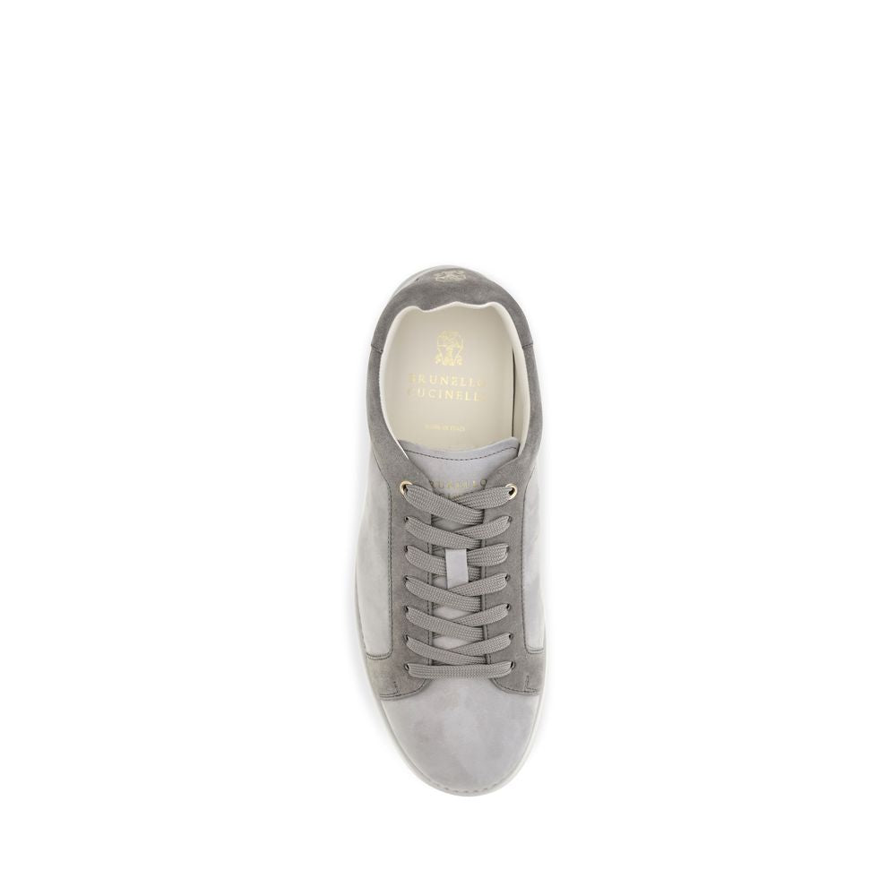 Brunello Cucinelli Gray Suede Leather Low Top Sneakers - Eljoys Fashion 