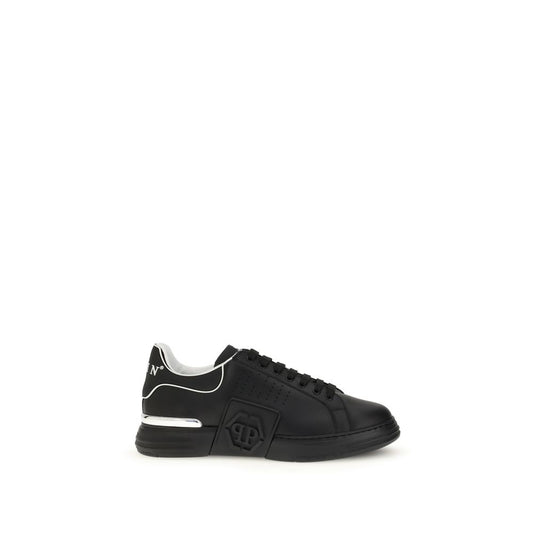 Philipp Plein Black Calf Leather Bos Taurus Athletic Sneakers Philipp Plein