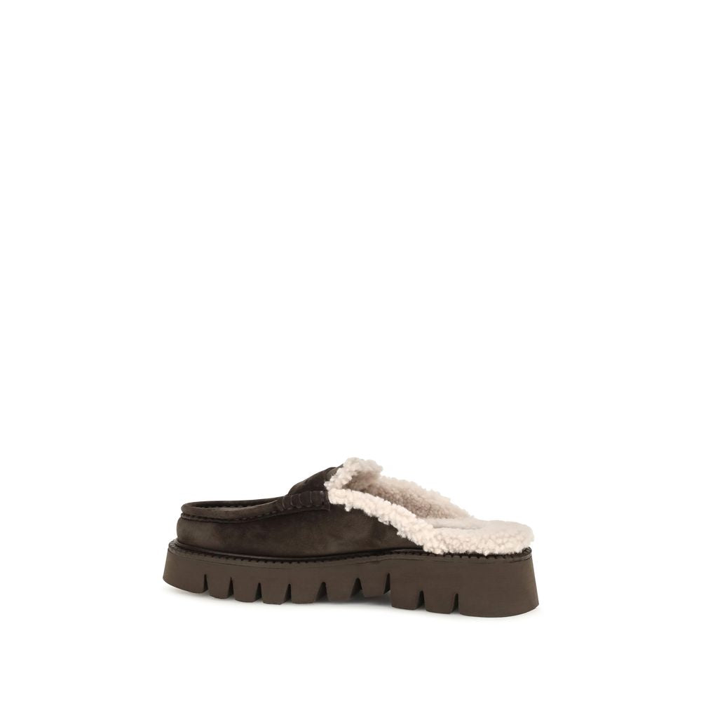 Pedro García Brown Calf Leather Bos Taurus Mules Pedro García