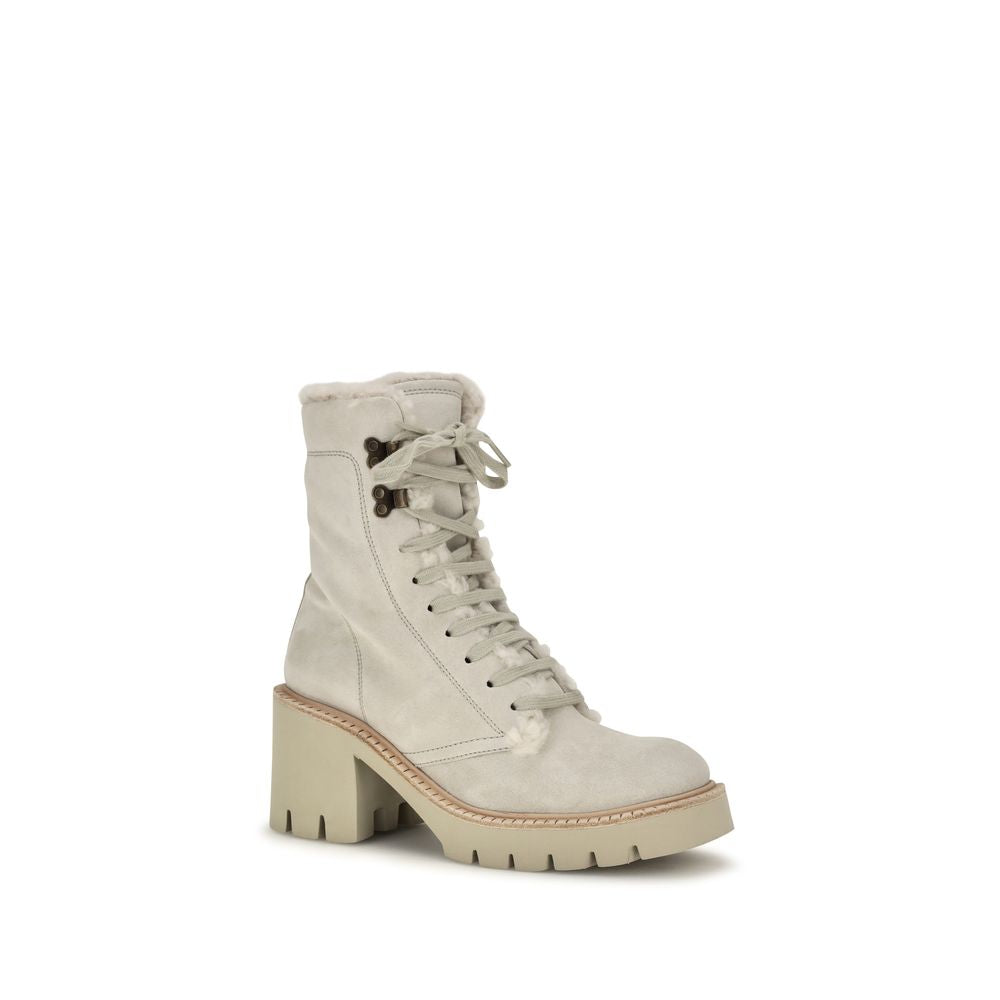 Pedro García Beige Calf Leather Bos Taurus Lace-Up Boots Pedro García