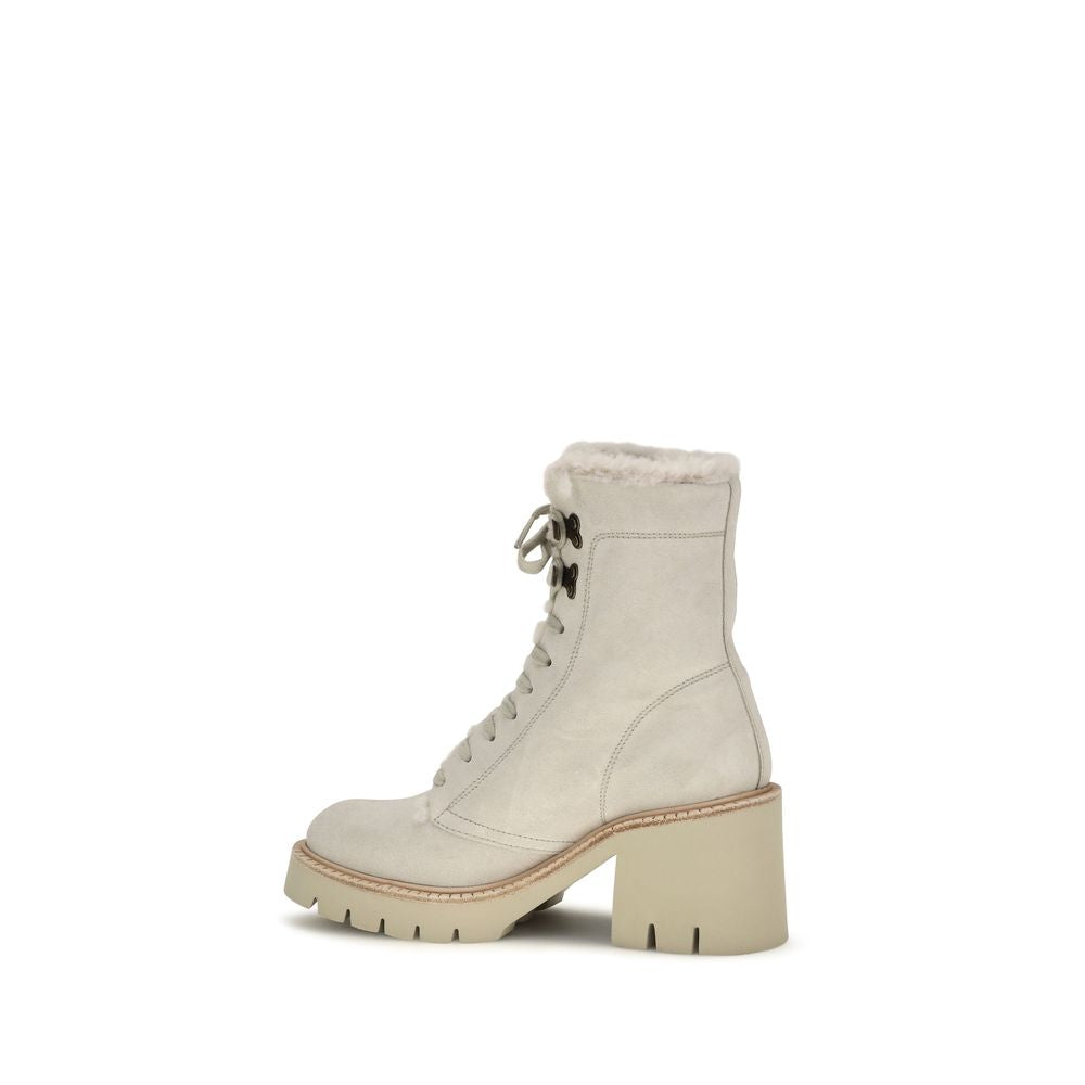 Pedro García Beige Calf Leather Bos Taurus Lace-Up Boots Pedro García