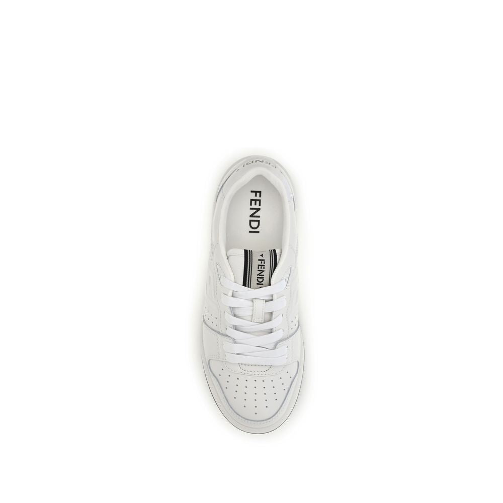 Fendi White Calf Leather Bos Taurus Athletic Sneakers