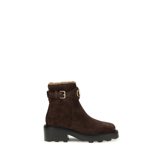 Valentino Garavani Brown Calf Leather Bos Taurus Ankle Boots Valentino Garavani