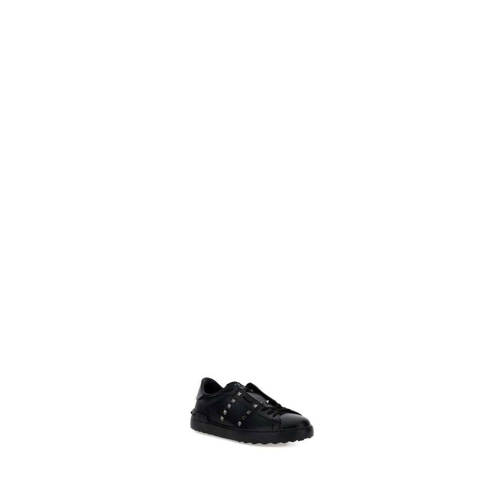 Valentino Garavani Black Calf Leather Bos Taurus Athletic Sneakers Valentino Garavani