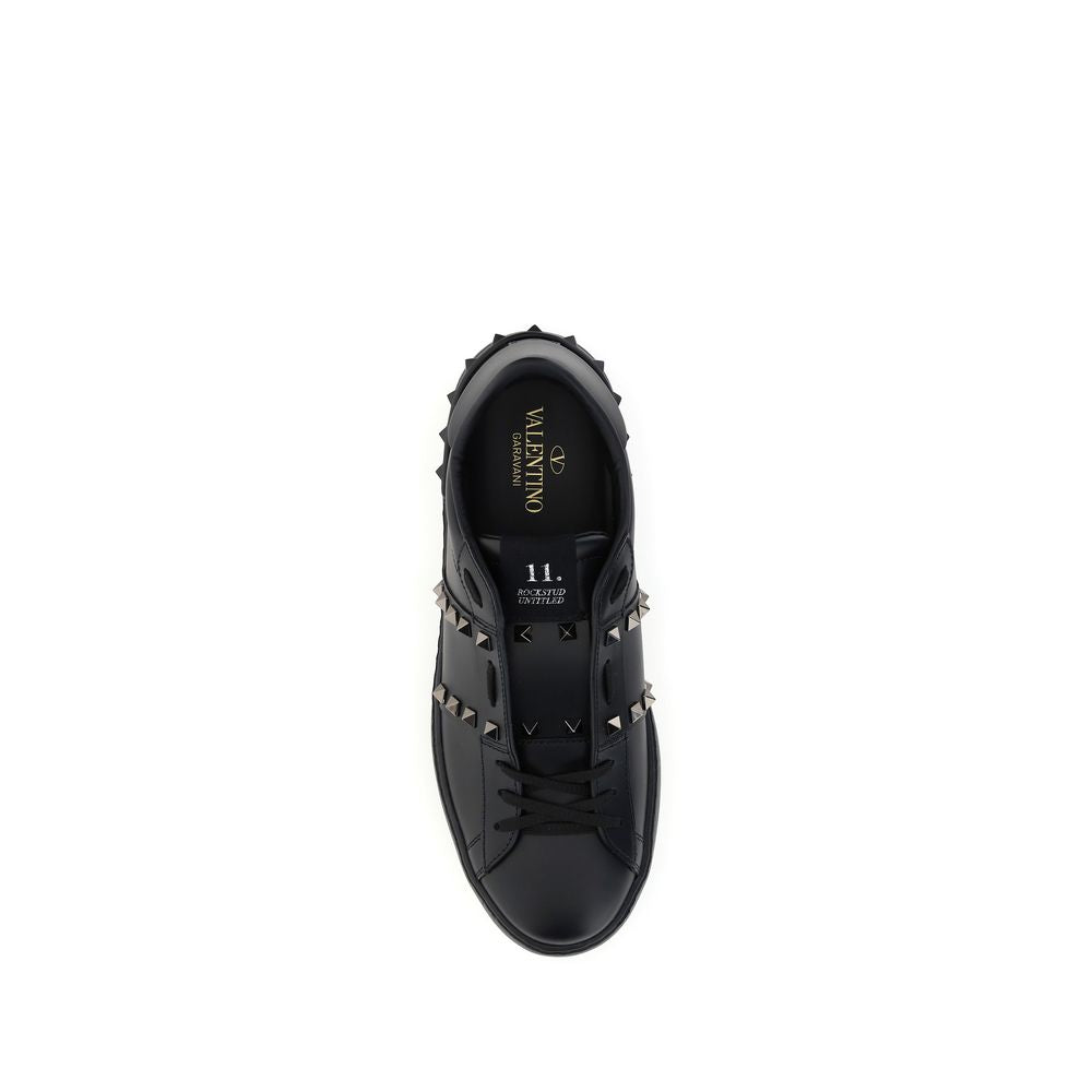 Valentino Garavani Black Calf Leather Bos Taurus Athletic Sneakers Valentino Garavani