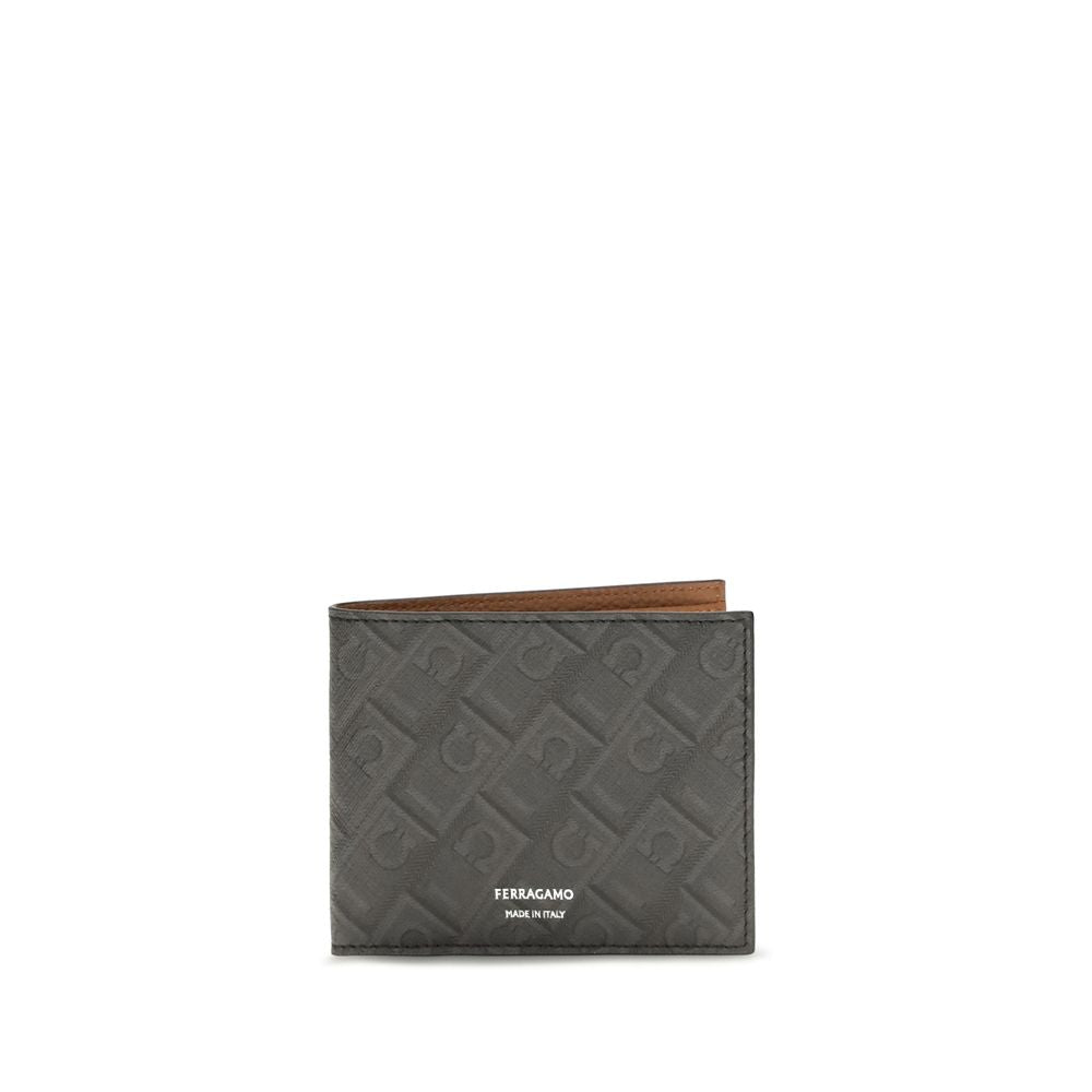 Ferragamo Gray Calf Leather Bos Taurus Wallet Ferragamo