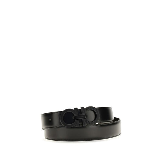 Ferragamo Black Calf Leather Bos Taurus Regular Belt Ferragamo