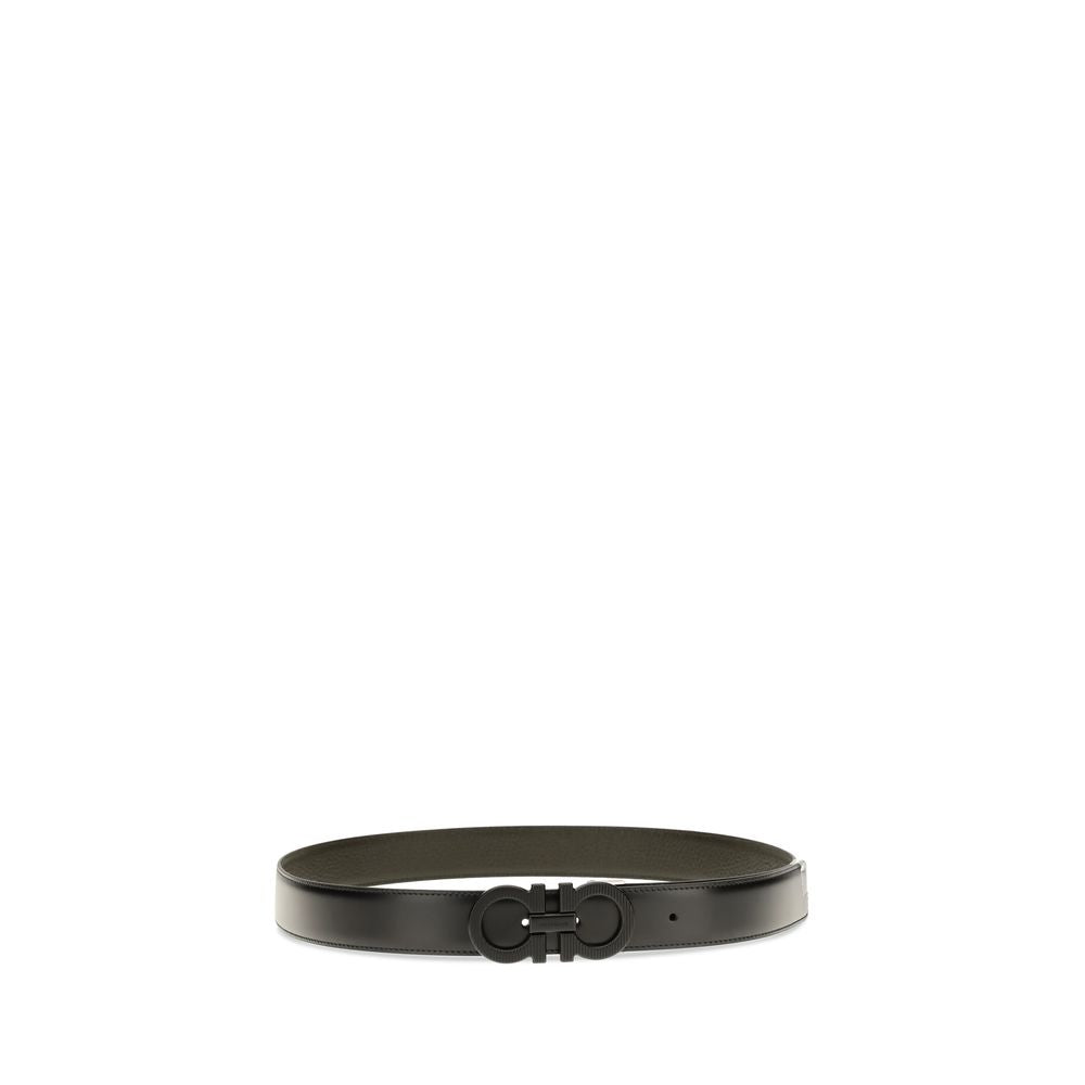 Ferragamo Black Calf Leather Bos Taurus Regular Belt Ferragamo