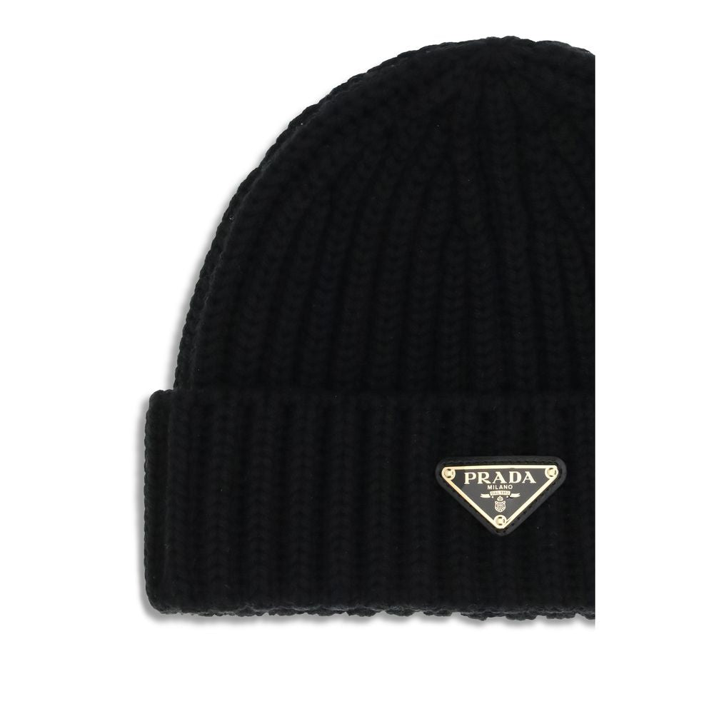 Prada Black Wool Oves Aries Beanie Prada