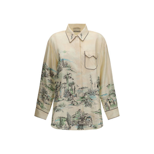 Alemais Beige Silk Blouse