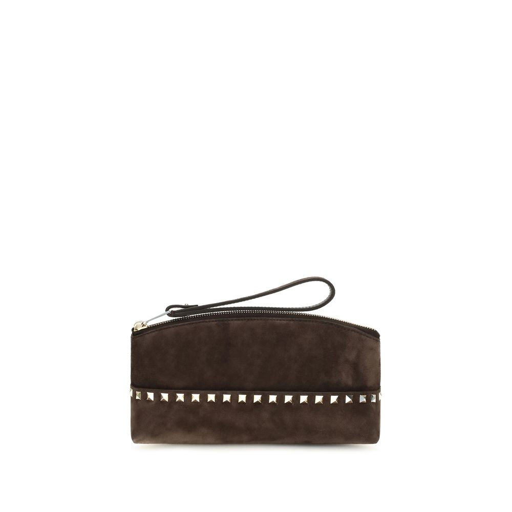 Valentino Garavani Brown Suede Leather Handbag Valentino Garavani