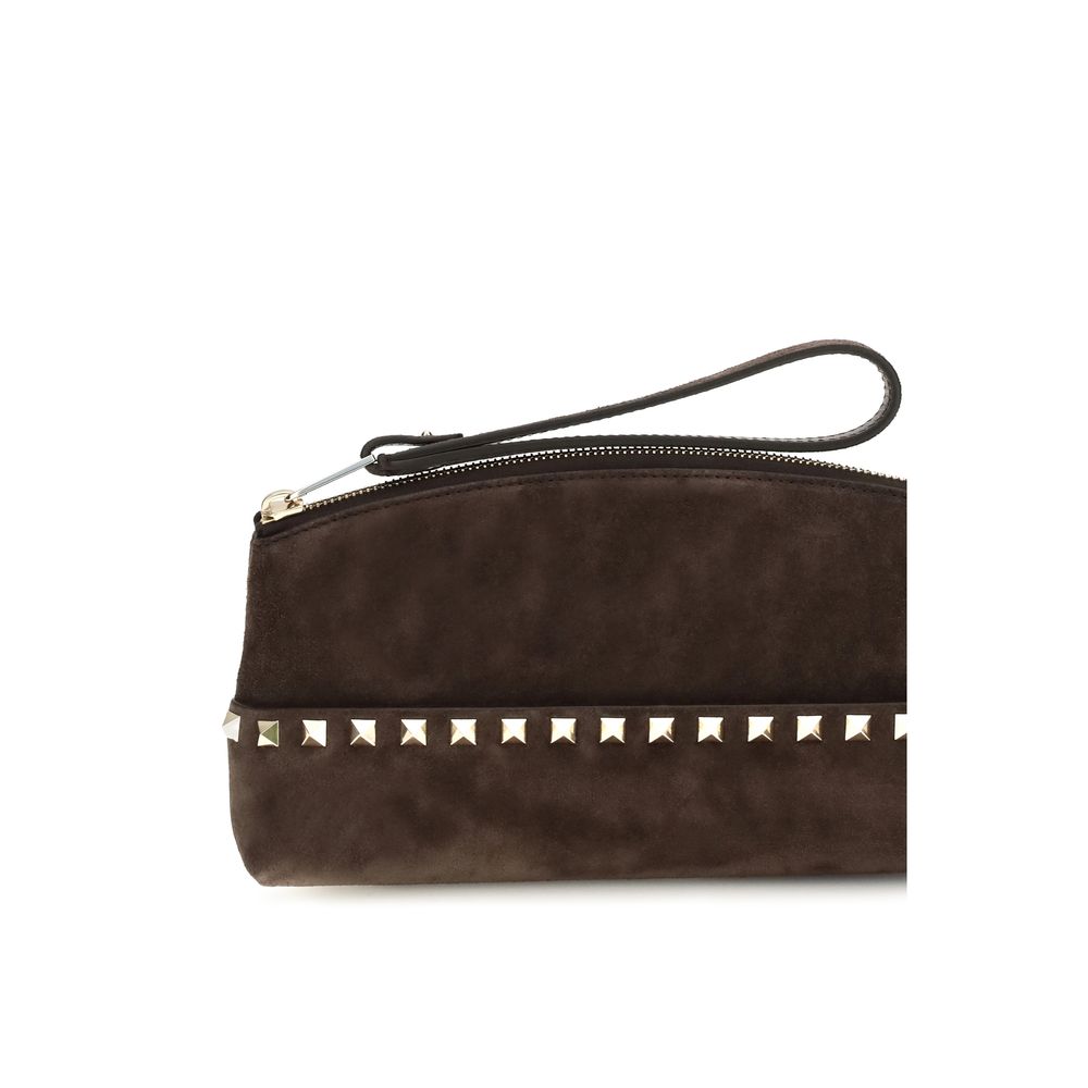 Valentino Garavani Brown Suede Leather Handbag Valentino Garavani