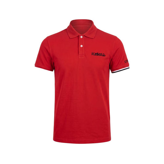 Iceberg Red Cotton Men Polo Shirt Iceberg