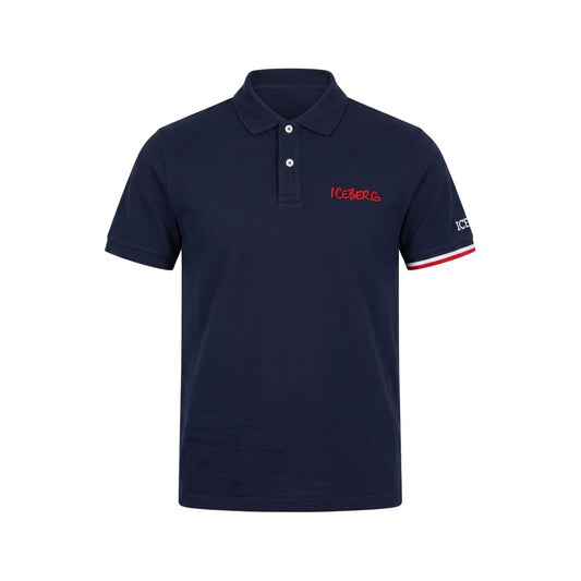 Iceberg Blue Cotton Men Polo Shirt Iceberg