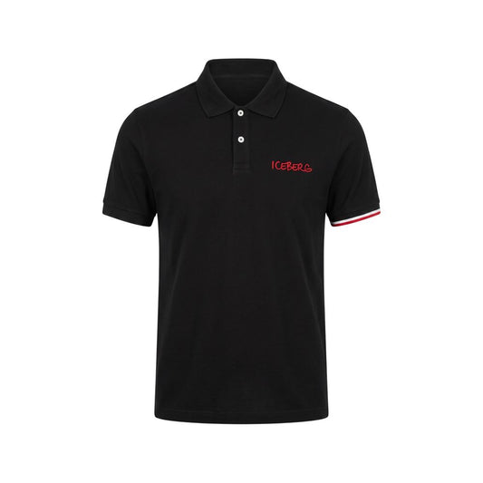 Iceberg Black Cotton Men Polo Shirt Iceberg