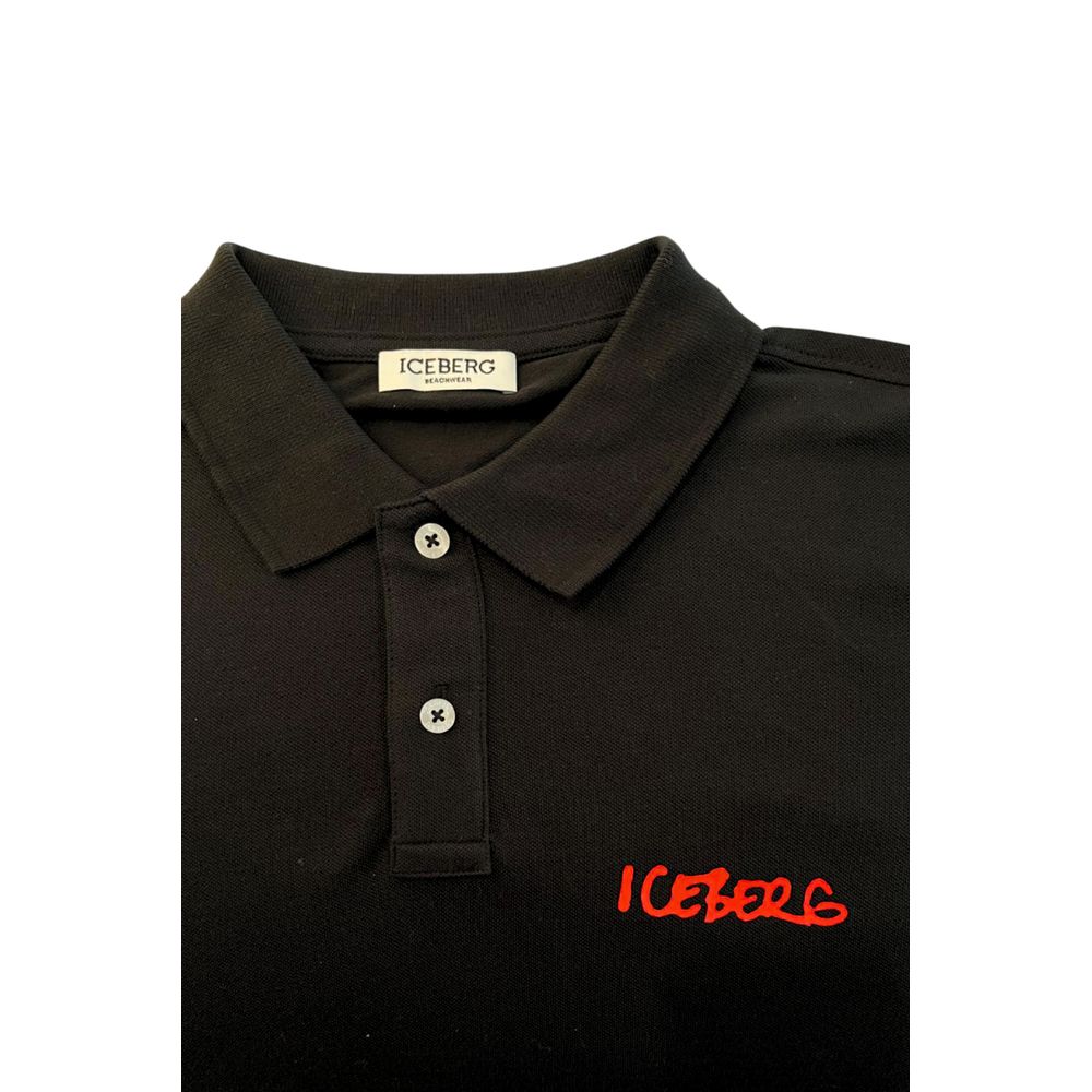 Iceberg Black Cotton Men Polo Shirt - Eljoys Fashion 