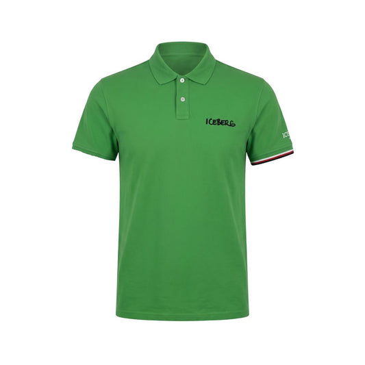 Iceberg Green Cotton Men Polo Shirt Iceberg