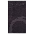 Black cotton Trussardi Beachwear men's beach towel with the Trussardi logo and stylish design, ideal for seaside relaxation.