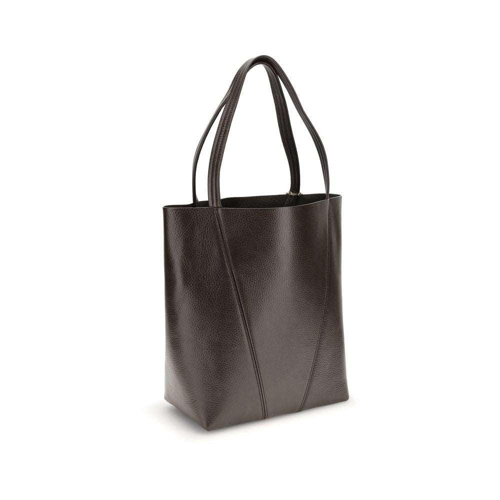 Chloé brown calf leather Bos Taurus shoulder bag with gold-tone hardware and structured design.