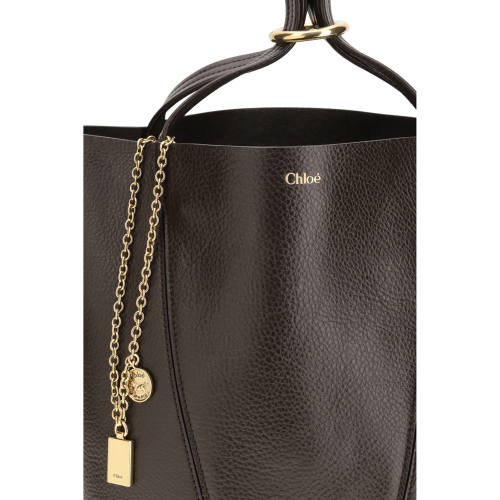 Chloé Brown Calf Leather Bos Taurus Shoulder Bag with sleek design and shoulder strap, crafted from high-quality calf leather.