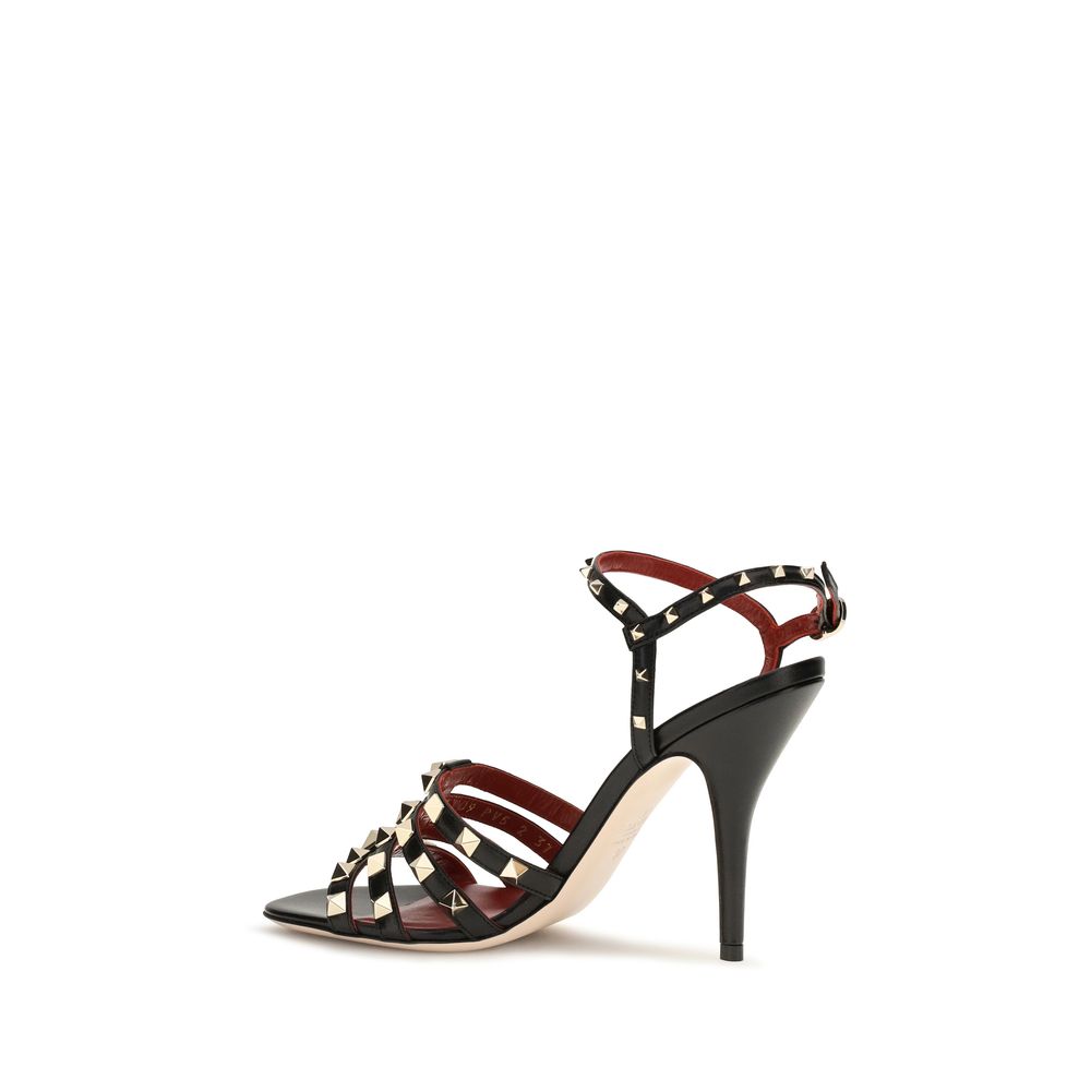 Valentino Garavani Black Goatskin Stiletto Heel Sandals