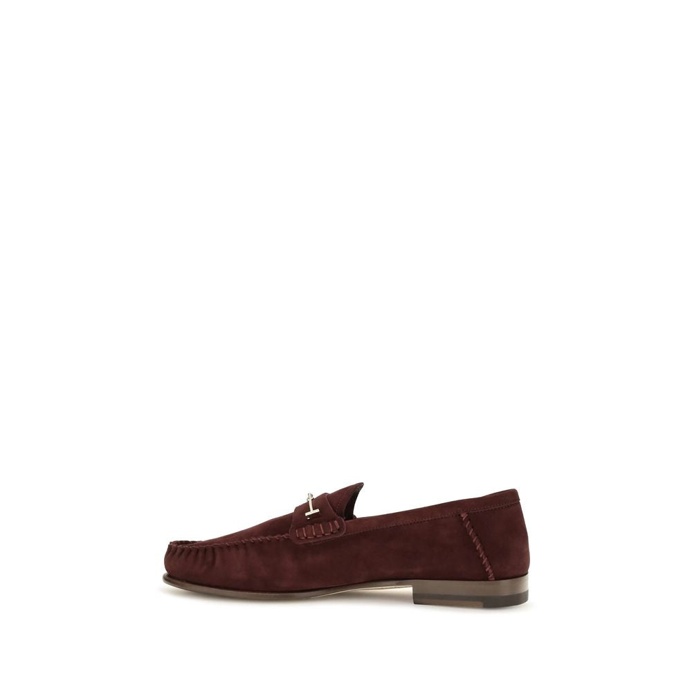 Tom Ford Bordeaux Calf Leather Bos Taurus Slip-On Loafers - Eljoys Fashion 