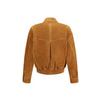 Versace Brown Lamb Ovis Aries Leather Jacket