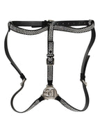Dolce & Gabbana Black Leather Rhinestones Embellished Men Suspender - Eljoys Fashion 