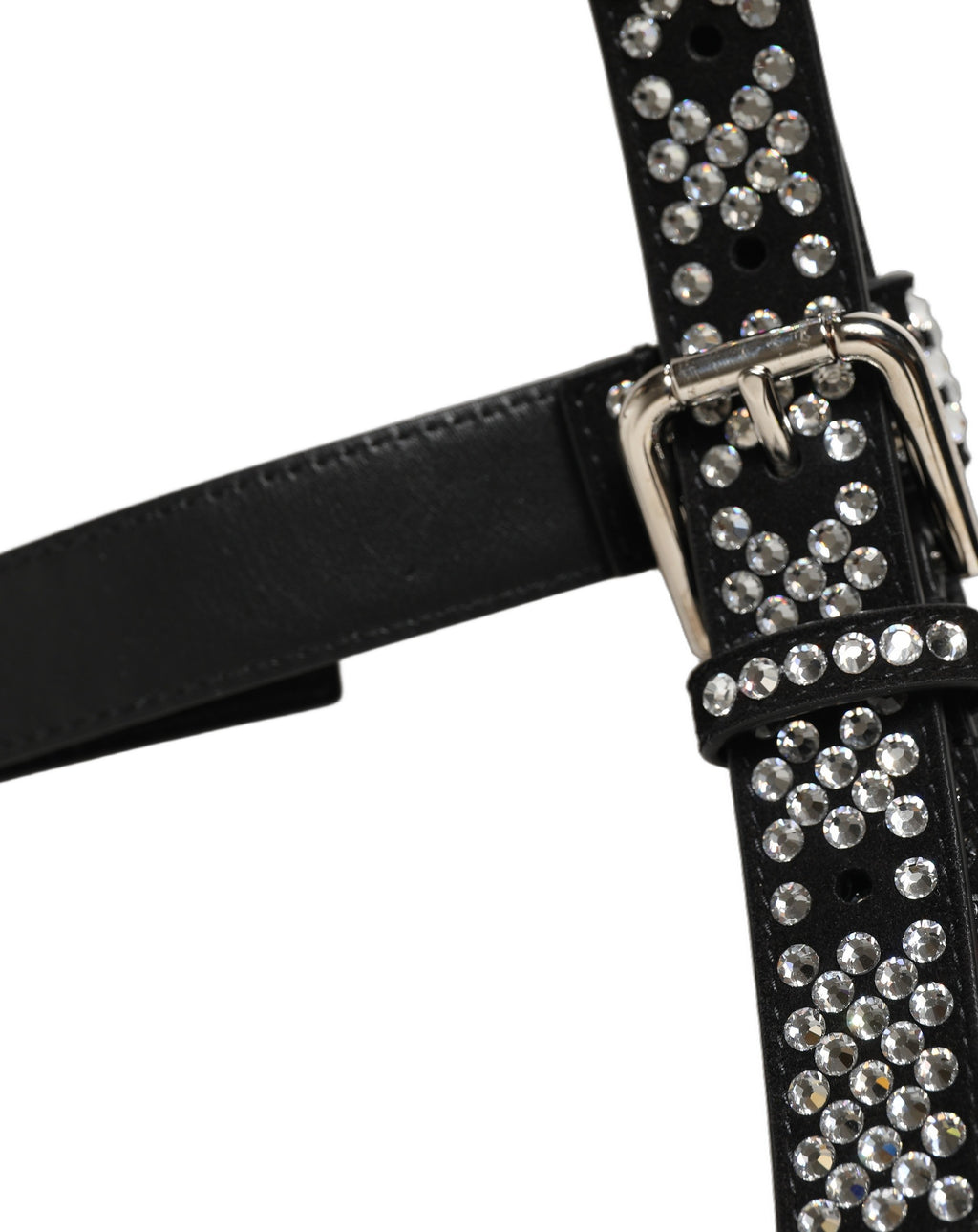 Dolce & Gabbana Black Leather Rhinestones Embellished Men Suspender - Eljoys Fashion 