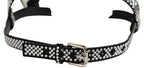 Dolce & Gabbana Black Leather Rhinestones Embellished Men Suspender - Eljoys Fashion 