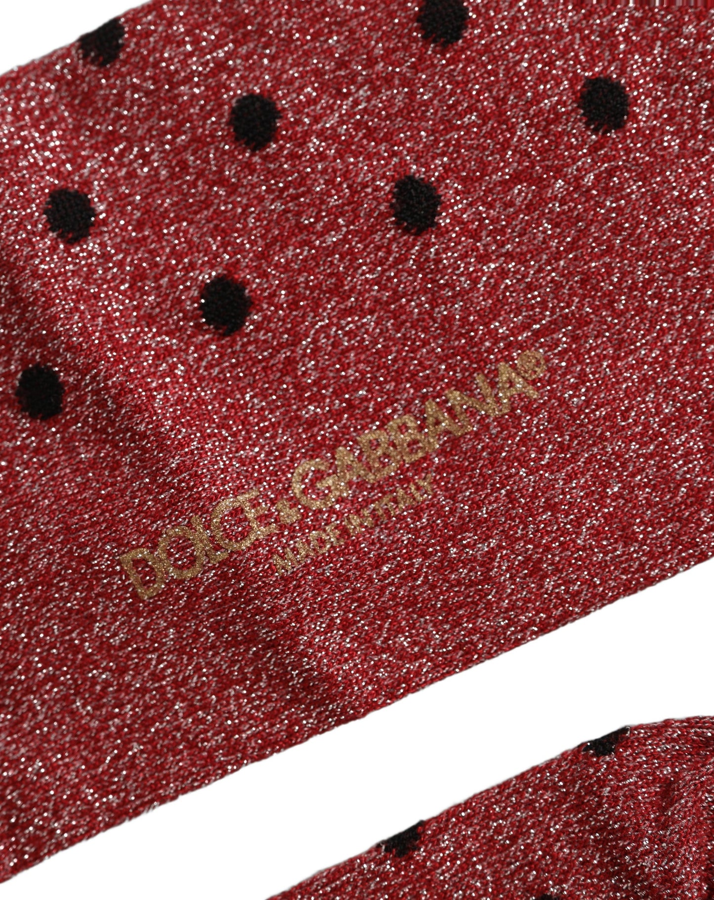 Dolce & Gabbana Maroon Polka Dot Over The Calf Accessory Socks