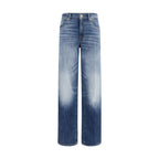 7FOR Blue Cotton Straight-Leg Jeans 7FOR