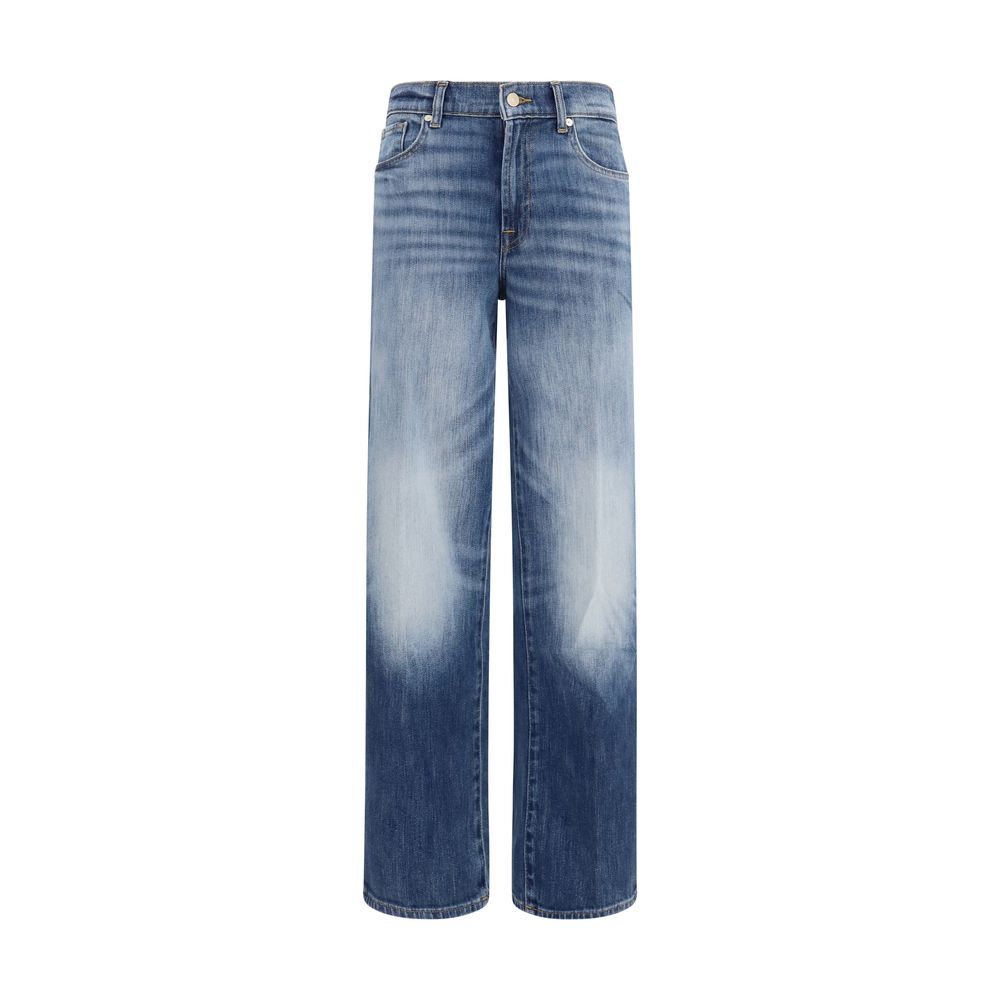 7FOR Blue Cotton Straight-Leg Jeans 7FOR