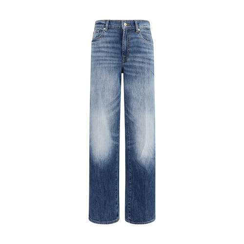 7FOR Blue Cotton Straight-Leg Jeans 7FOR