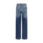 7FOR Blue Cotton Straight-Leg Jeans 7FOR