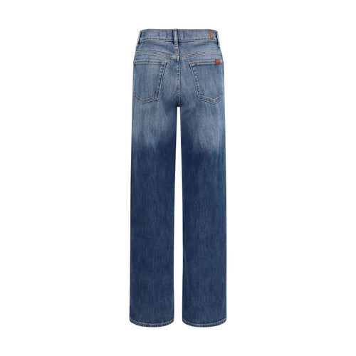 7FOR Blue Cotton Straight-Leg Jeans 7FOR