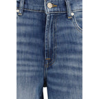 7FOR Blue Cotton Straight-Leg Jeans 7FOR