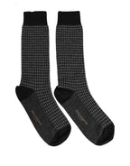 Dolce & Gabbana Black Wool Houndstooth Over Calf Accessory Socks - Eljoys Fashion 