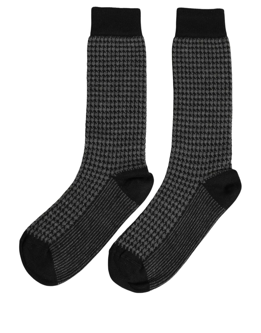 Dolce & Gabbana Black Wool Houndstooth Over Calf Accessory Socks - Eljoys Fashion 