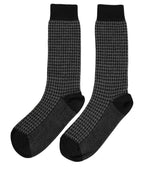 Dolce & Gabbana Black Wool Houndstooth Over Calf Accessory Socks - Eljoys Fashion 
